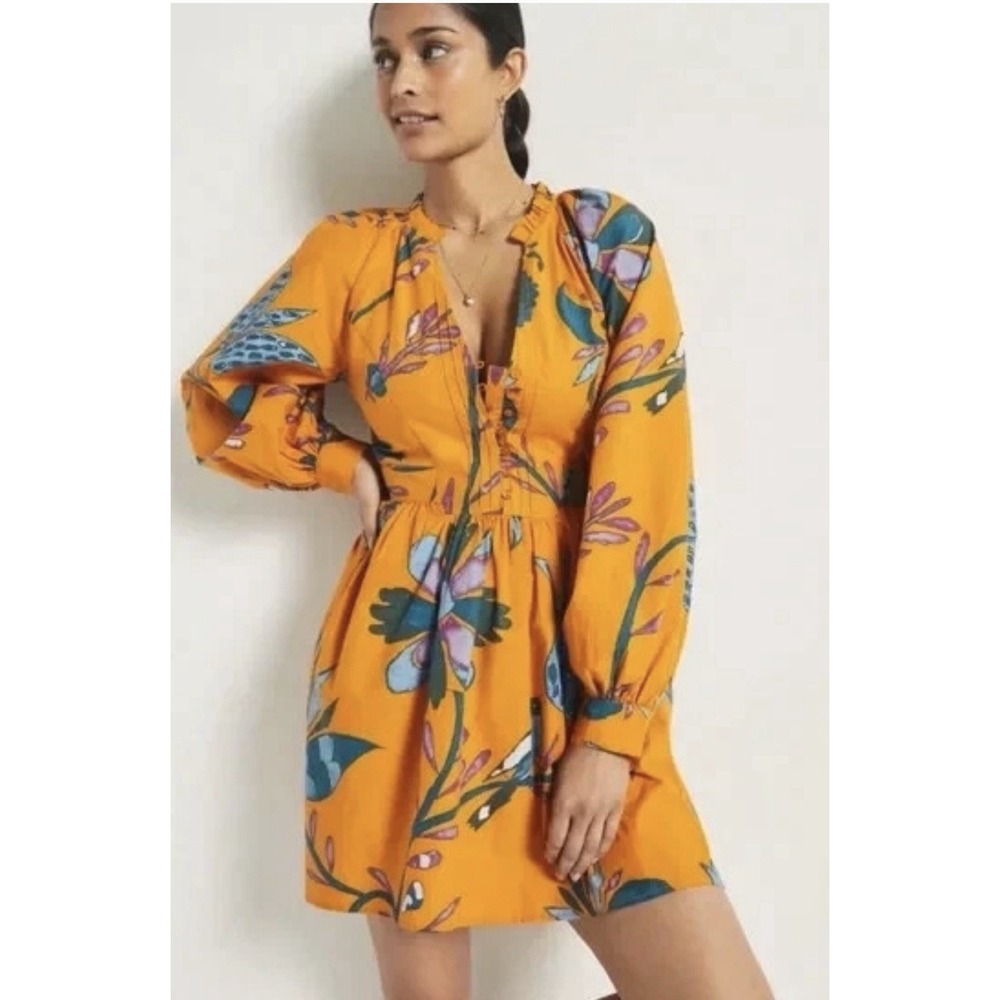 NWT Anthropologie Let Me Be Printed Tunic Dress Mini Floral Size XLP‎